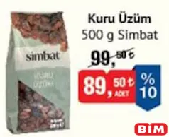 SİMBAT KURU ÜZÜM 500 G fiyat ve kampanya bilgisi